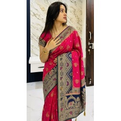 Traditional Dola Silk Saree with Zari Weave & Rich Pallu