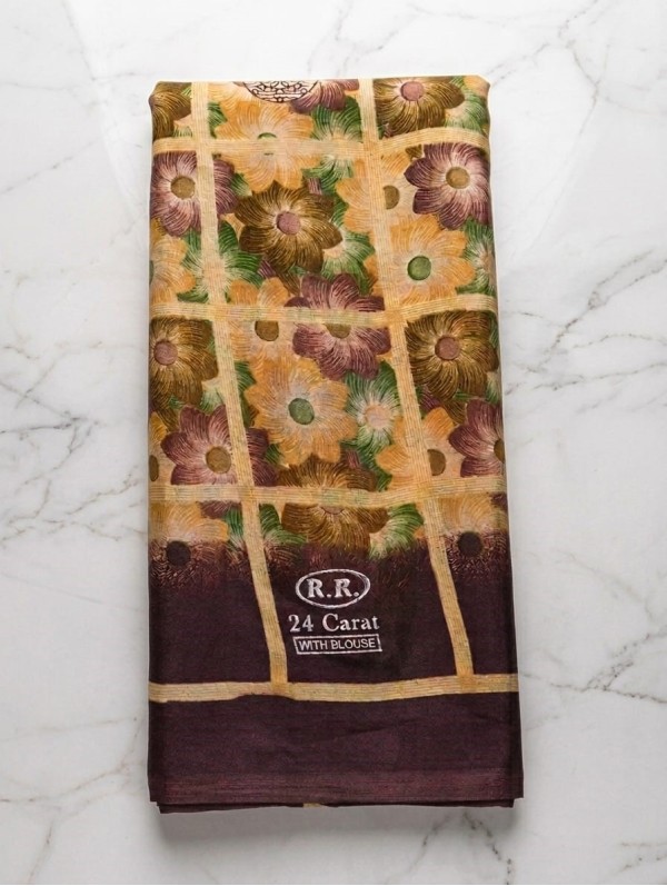 Women Floral Printed Synthetic Georgette Saree with Unstitched Blouse Piece - R.R. 24 Carat