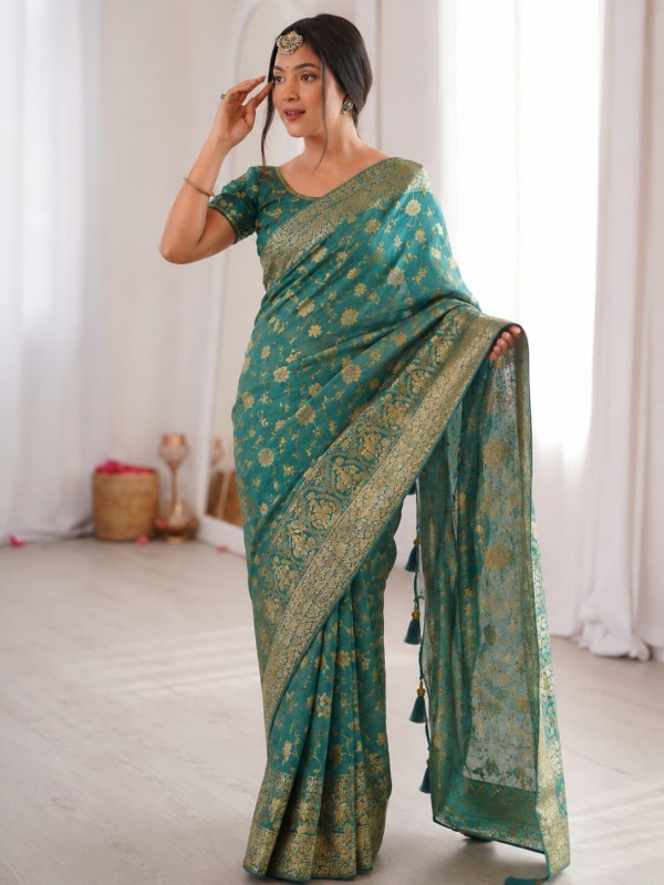 Royal Teal Green Banarasi Art Silk
